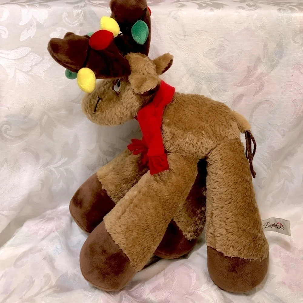 BESTEVER Funny Feet Holiday Moose Lights Scarf Plush Size 18”